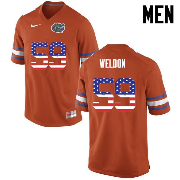NCAA Florida Gators Danny Weldon Men's #59 USA Flag Fashion Nike Orange Stitched Authentic College Football Jersey DCS4164UR